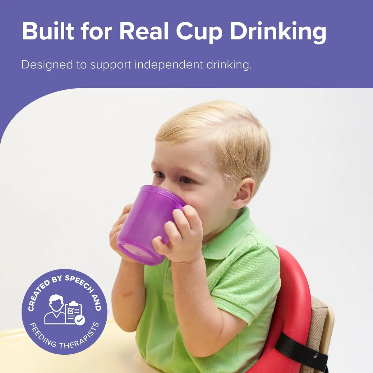 TalkTools Recessed Lid Cup with Handles, 150ml (5 fl oz) Purple | Therapeutic Oral Motor Training Cup - view 2