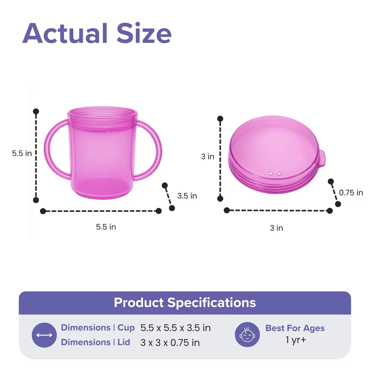 TalkTools Recessed Lid Cup with Handles, 150ml (5 fl oz) Purple | Therapeutic Oral Motor Training Cup - view 4