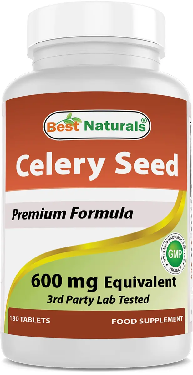 Best Naturals Celery Seed 600 Mg Tablet, 180 Count | Supports Inflammation & Wellness - main product image