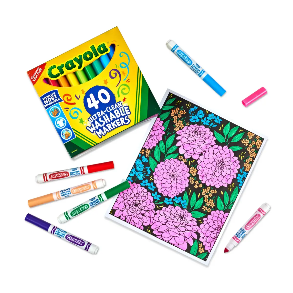 Crayola Ultra Clean Washable Markers (40ct) | Assorted Colors, Broad Line, Non-Toxic - view 2