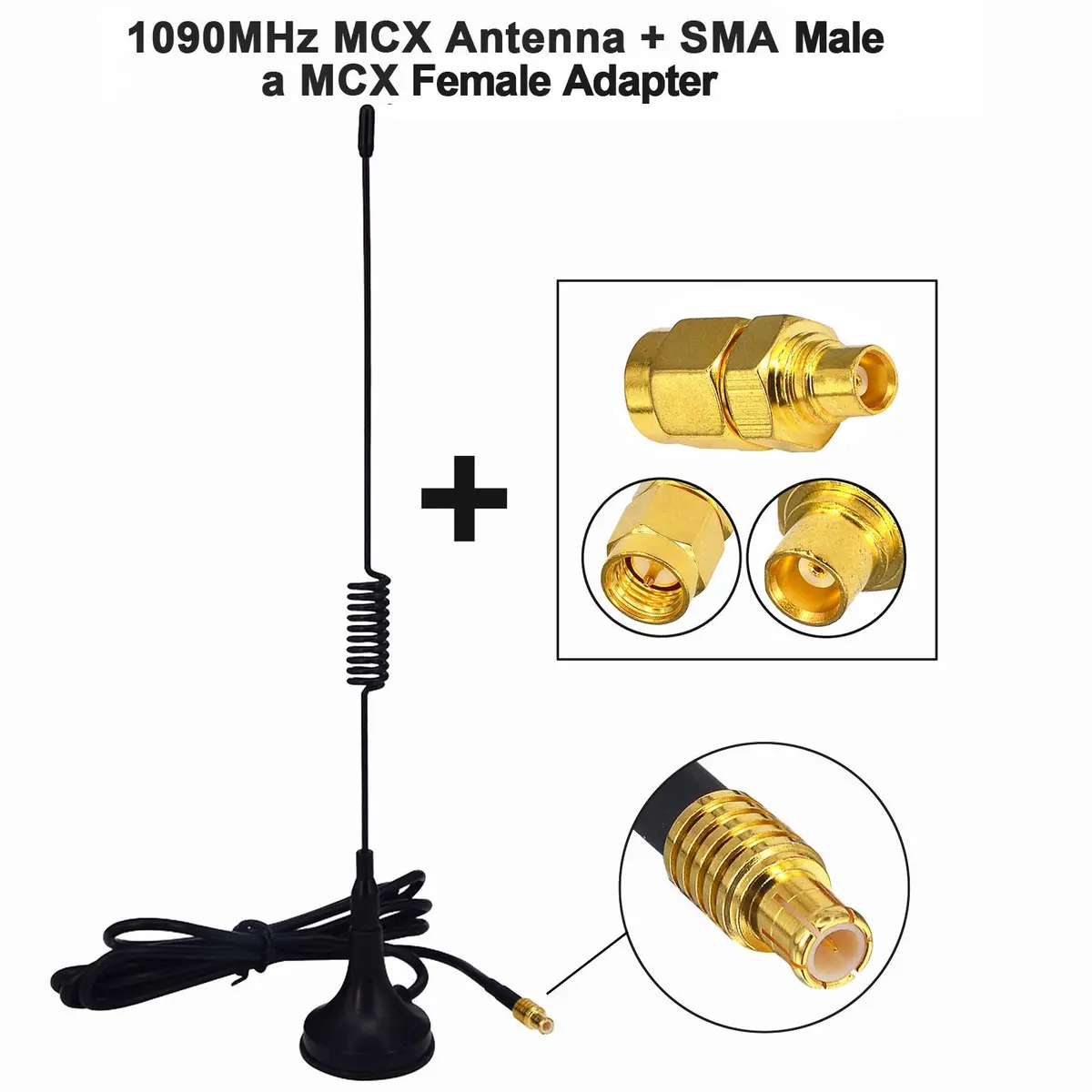 onelinkmore ADS-B Antenna 1090MHz 2.5dBi MCX + MCX-SMA Adapter, Magnetic Aerial | Omni-directional Reception - view 7