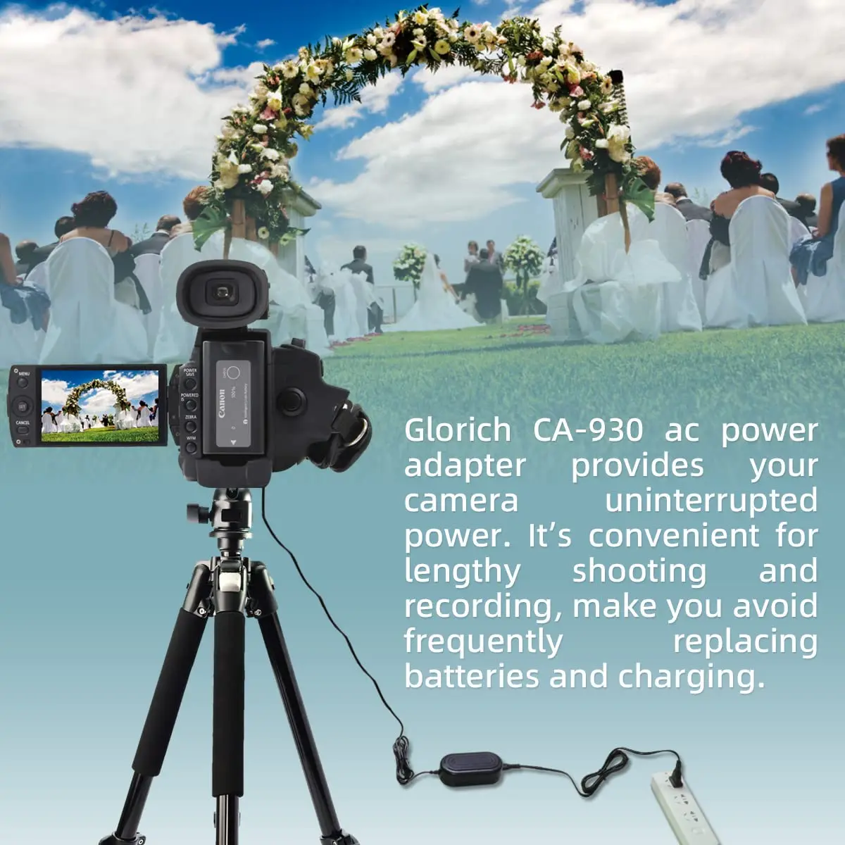 Glorich CA-930 AC Power Adapter for Canon EOS C100 XF100 XF105 XF200 XF205 XF300 XF305 | 8.4V 1.5A | Compact, Certified - view 2