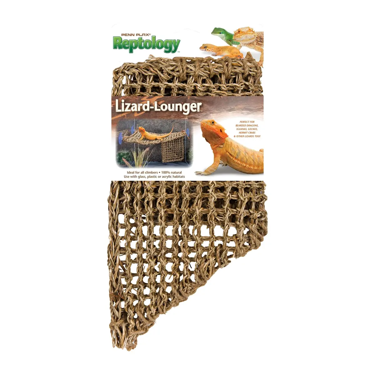 Penn-Plax Reptology Lizard Lounger Corner Triangle with Ladder, Large 45.7cm (18") x 27.9cm (11") | Natural Seagrass Fiber for Reptiles - main product image