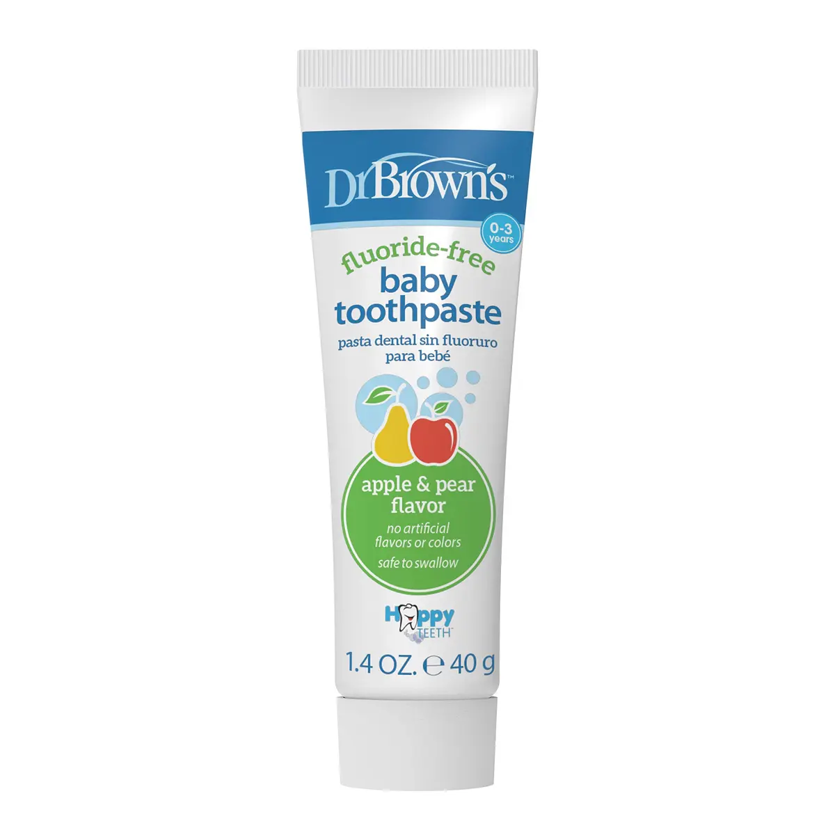 Dr. Brown's Fluoride-Free Baby Toothpaste Apple Pear 40g | Gentle, Safe & Tasty for 0-3Y - main product image