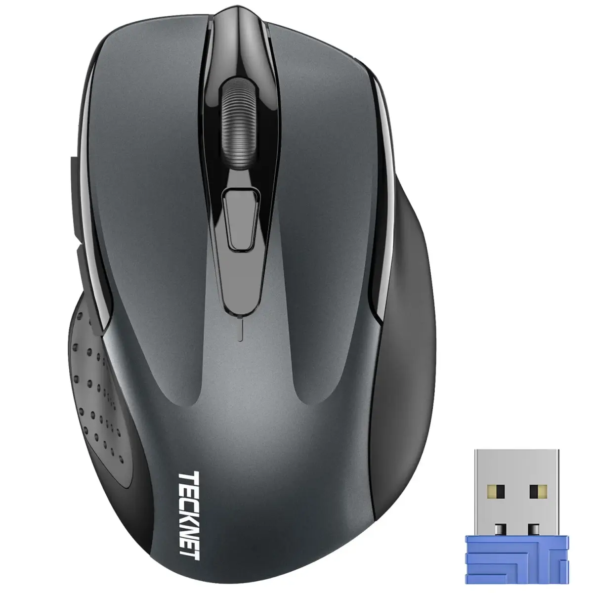 TECKNET M003 Wireless Ergonomic Computer Mouse - Grey, 2600 DPI, 2.4G - main product image