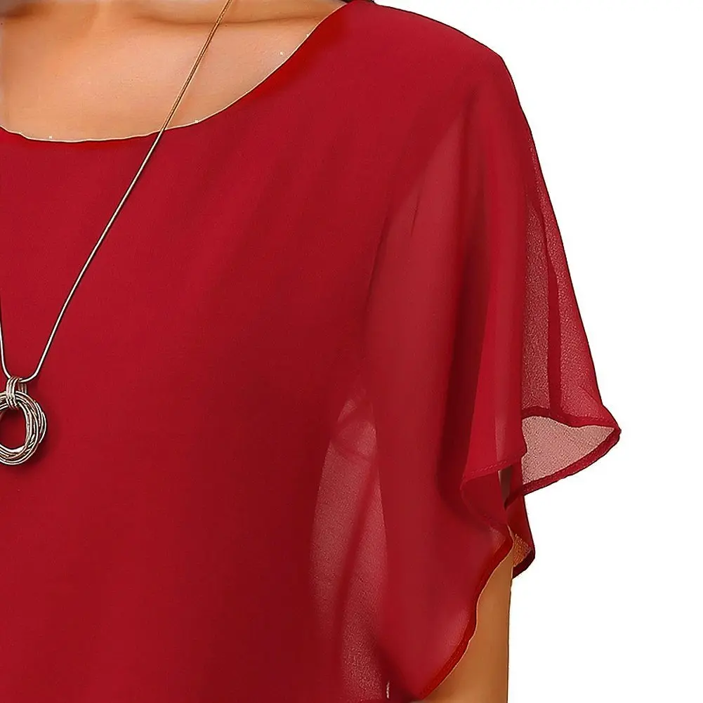 VIISHOW Womens Solid Short Sleeve Boat Neck Dolman Top with Side Shirring Red XL | Breathable, Comfortable, Fashionable - view 5