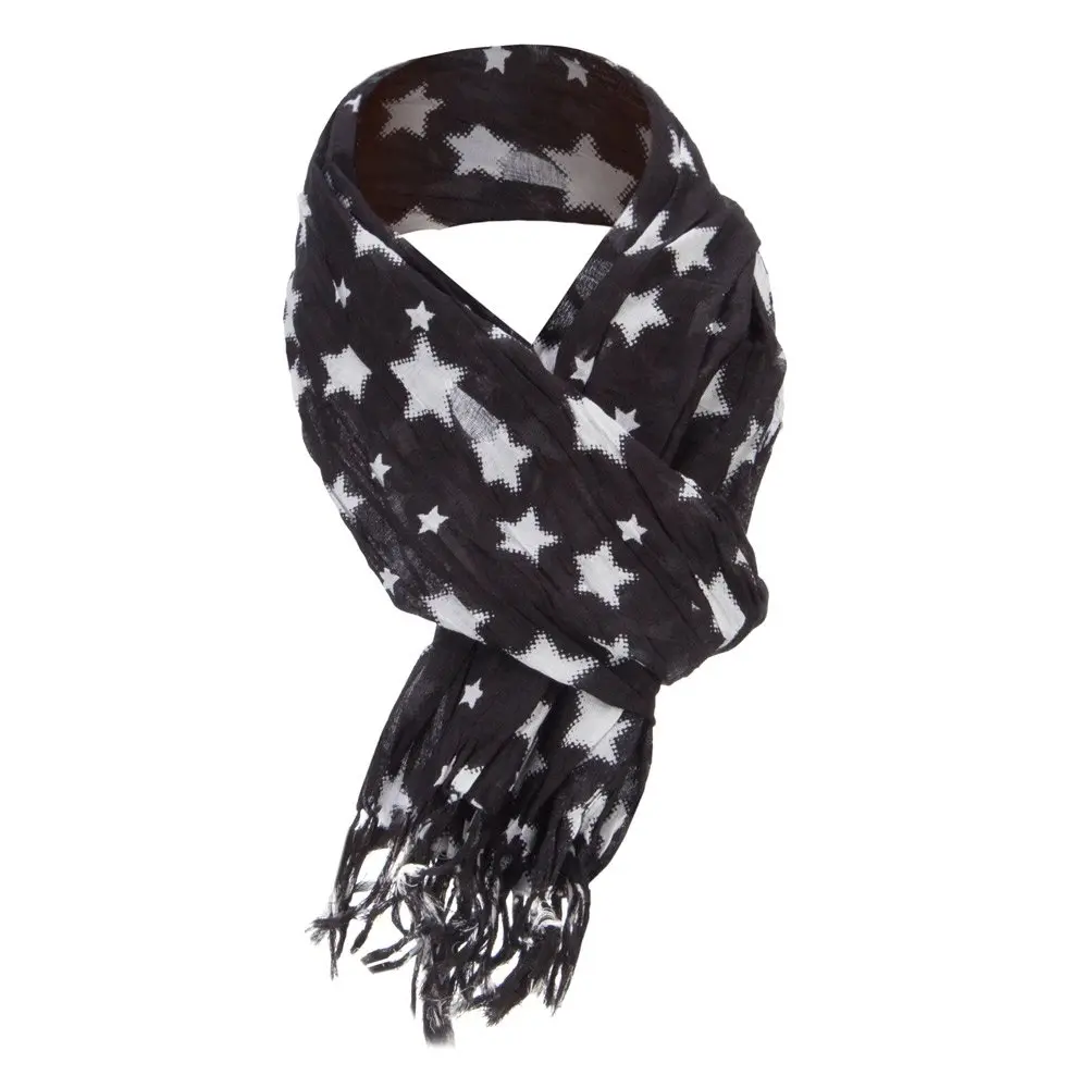 Hatiya Cotton Scarf with Stars - Black | Stylish, Soft, Summer Accessory - view 2