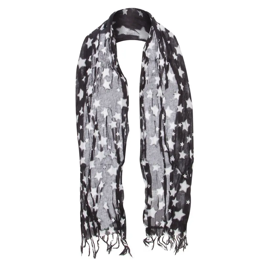 Hatiya Cotton Scarf with Stars - Black | Stylish, Soft, Summer Accessory - view 3