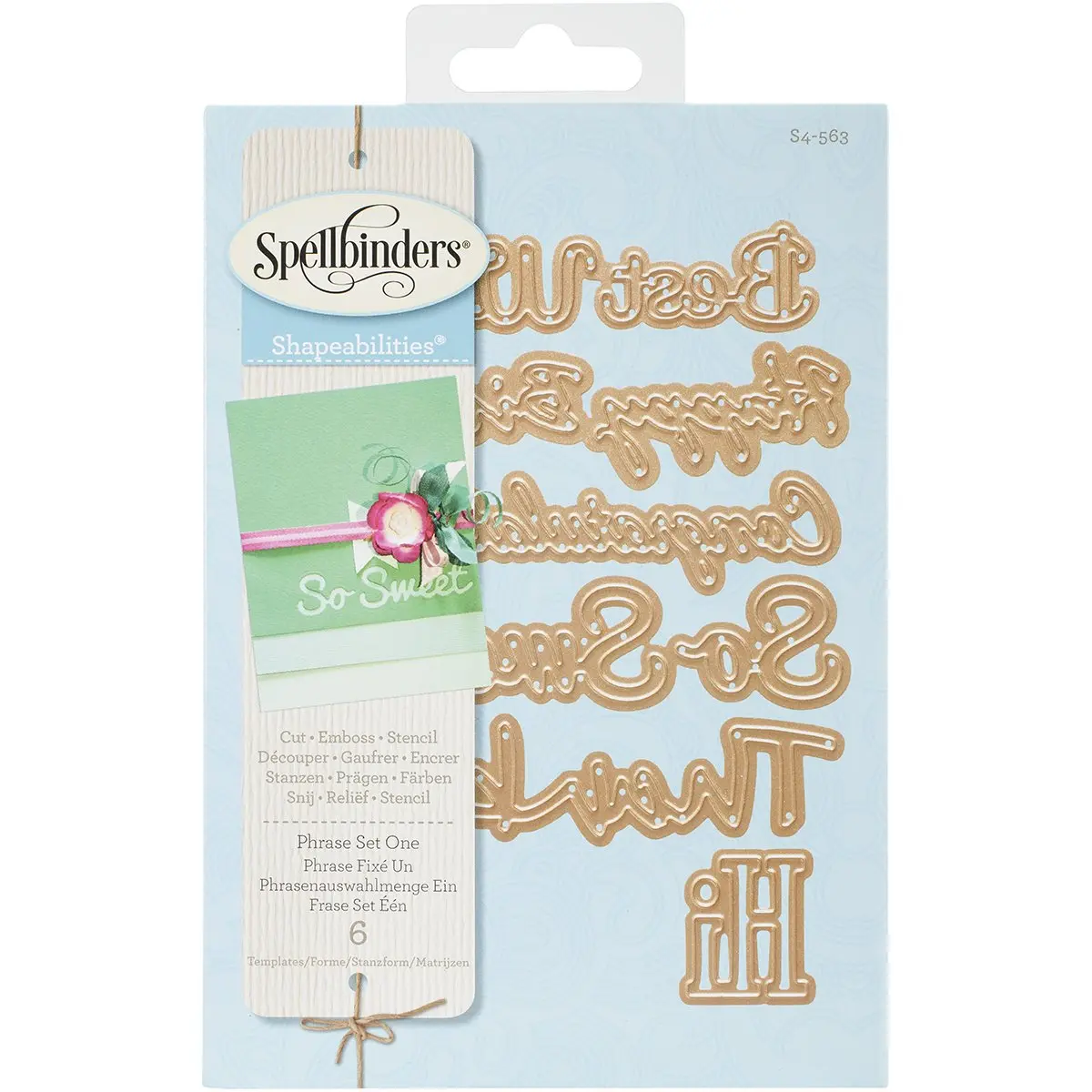 Spellbinders S4-563 Shapeabilities Phrase Set Large Etched Wafer Thin Dies | Cut, Emboss & Stencil 9-Piece Set - main product image