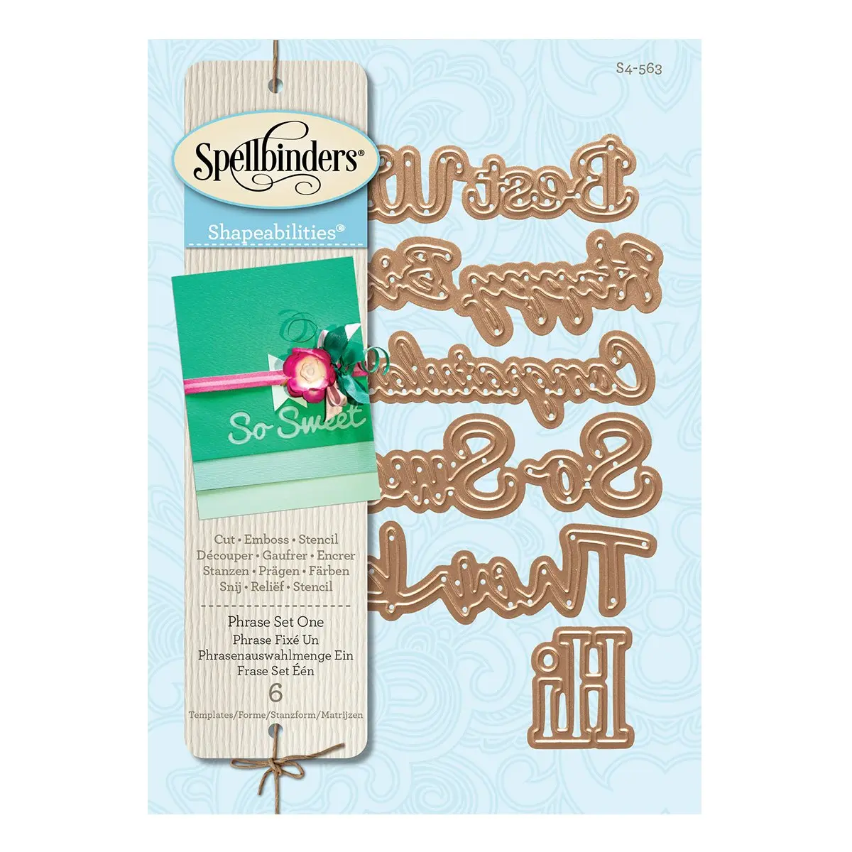 Spellbinders S4-563 Shapeabilities Phrase Set Large Etched Wafer Thin Dies | Cut, Emboss & Stencil 9-Piece Set - view 4