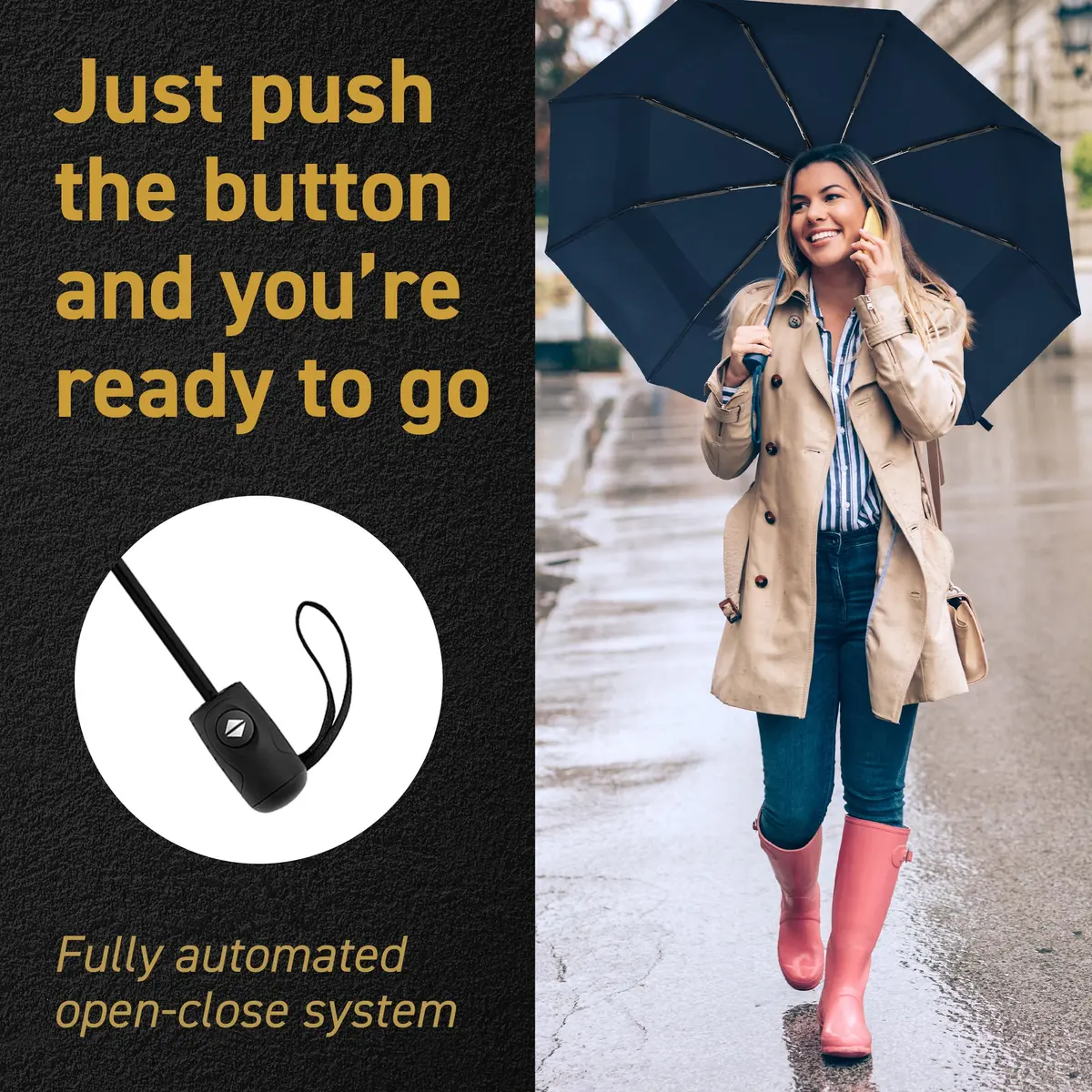 EEZ-Y Windproof Travel Umbrella Auto Open Close 42" | Compact & Wind Resistant - view 7