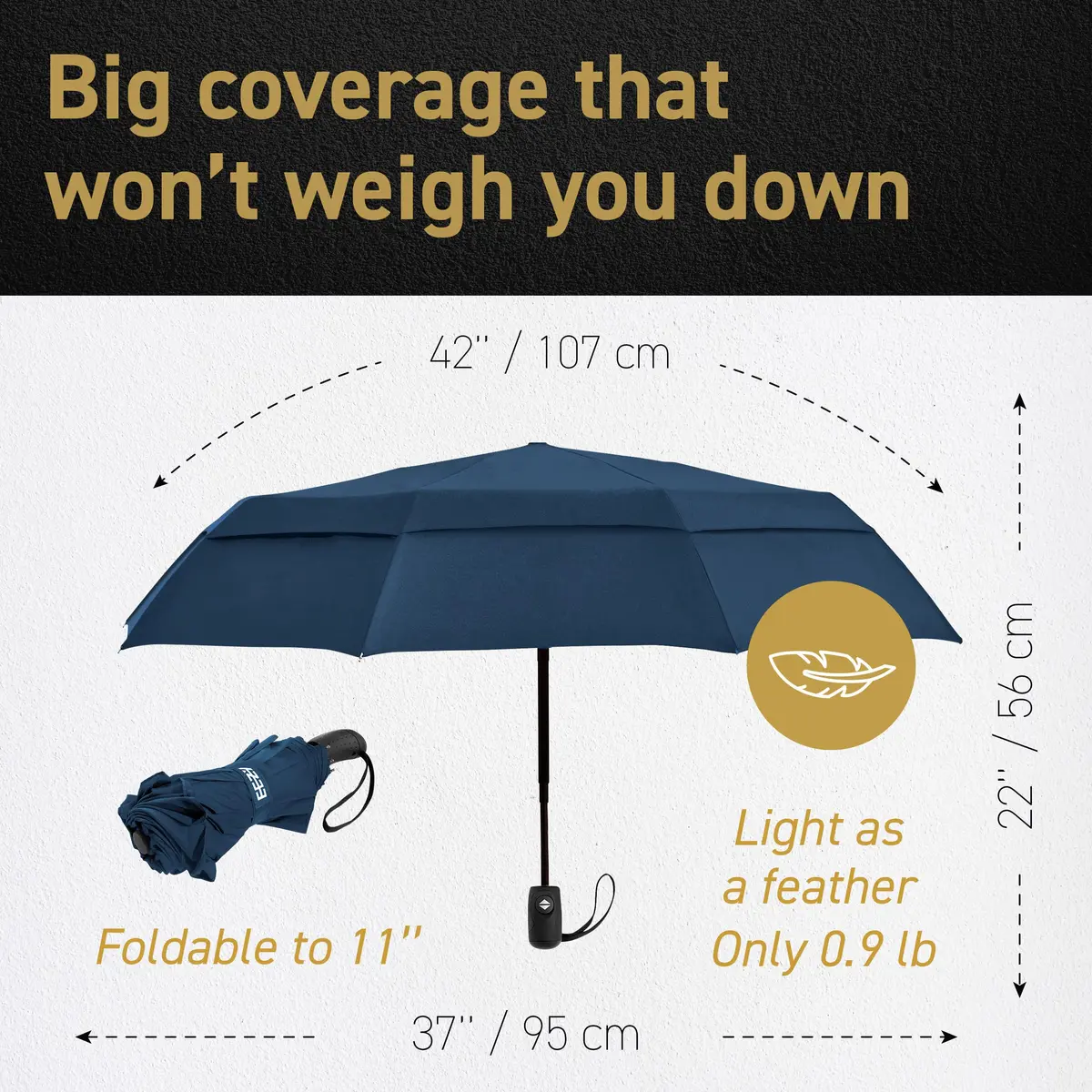 EEZ-Y Windproof Travel Umbrella Auto Open Close 42" | Compact & Wind Resistant - view 2