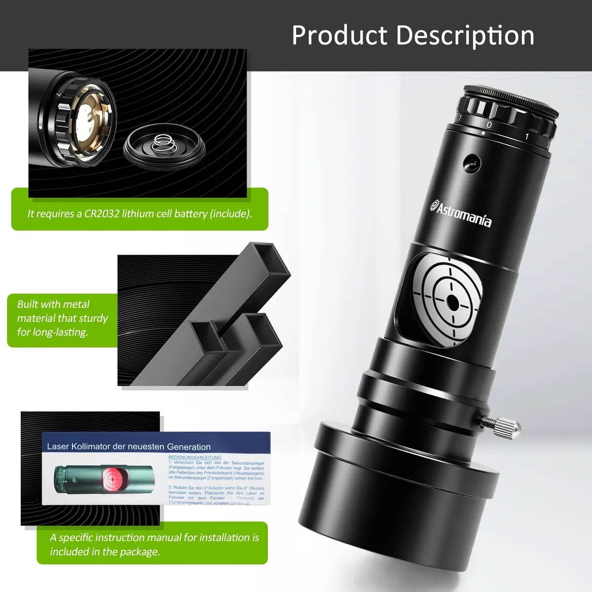 Astromania Laser Collimator for Telescope 1.25/2" | Precise Newtonian Alignment Tool - view 7