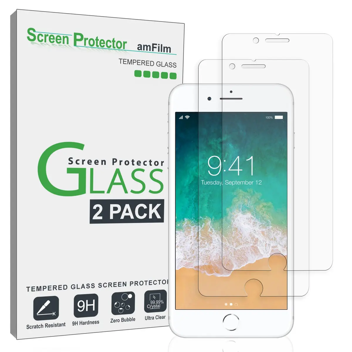 amFilm Essential Screen Protector for iPhone SE 3/2 iPhone 8/7/ 6S/6 4.7" | HD Clear, 9H Scratch Resistance - main product image