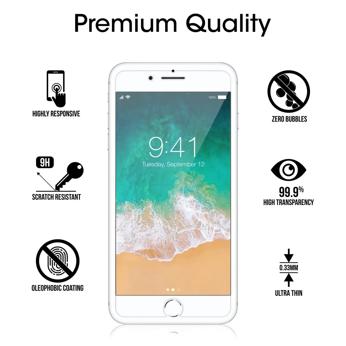 amFilm Essential Screen Protector for iPhone SE 3/2 iPhone 8/7/ 6S/6 4.7" | HD Clear, 9H Scratch Resistance - view 5