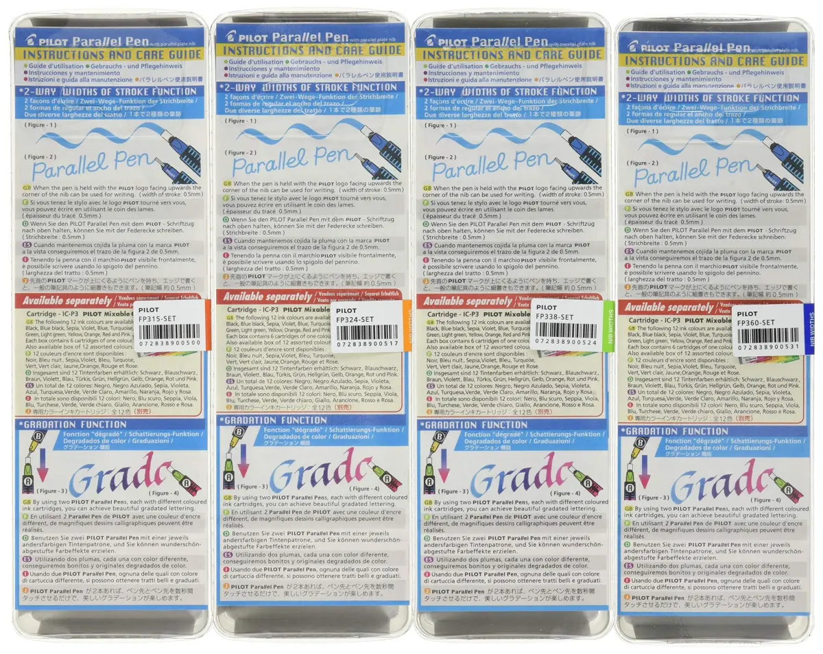 PILOT Parallel Calligraphy Pen Set with 4 Nib Sizes & Bonus Ink Cartridge (1.5mm, 2.4mm, 3.8mm, 6mm) - view 2