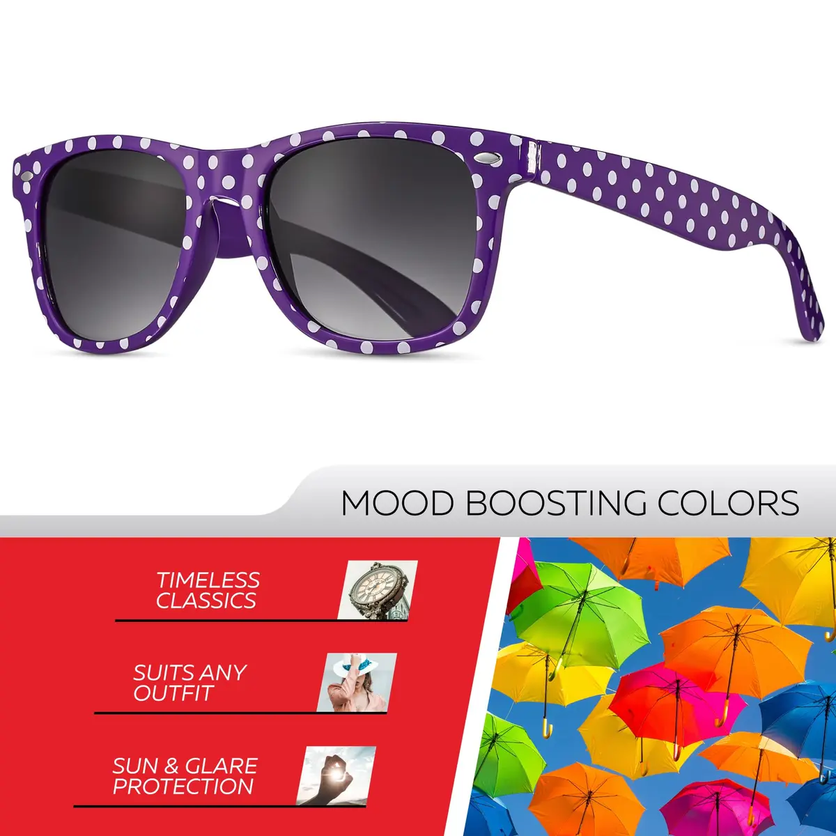 Retro Rewind Trendy Polka Dot Sunglasses for Women UV400 Protection | Vintage Style, Gradient Smoke Lenses - view 2