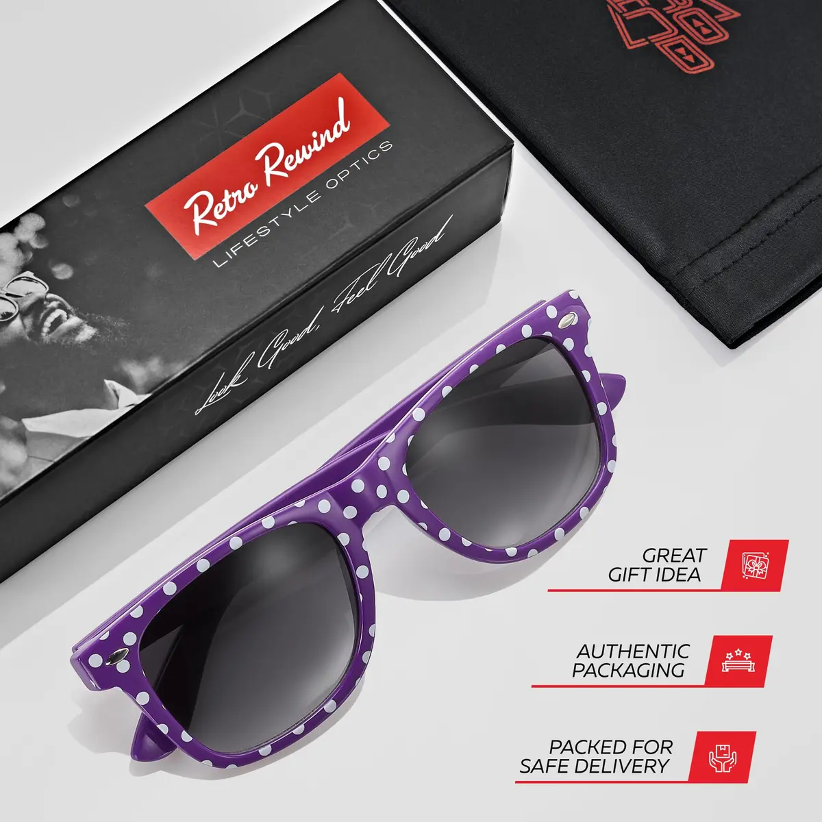 Retro Rewind Trendy Polka Dot Sunglasses for Women UV400 Protection | Vintage Style, Gradient Smoke Lenses - view 4
