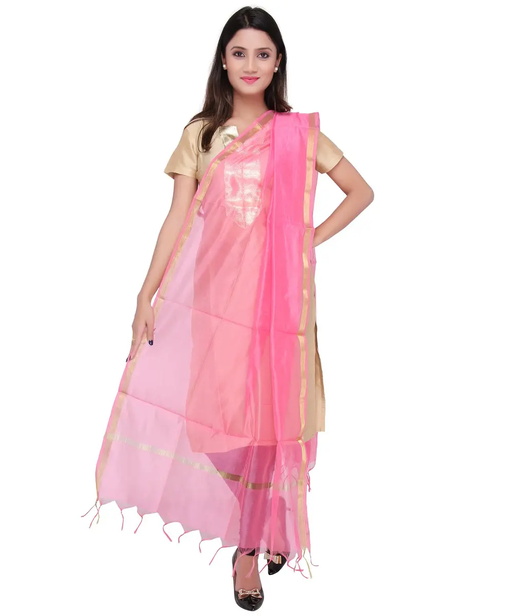 DUPATTA BAZAAR Baby Pink Silk Dupatta | Elegant Traditional Accessory for Women - main product image