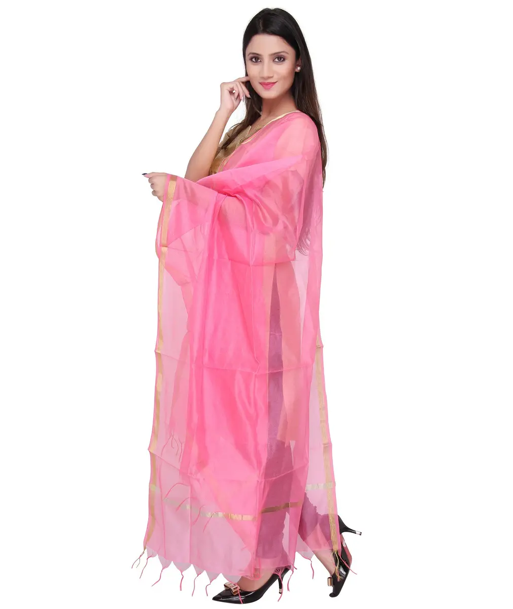 DUPATTA BAZAAR Baby Pink Silk Dupatta | Elegant Traditional Accessory for Women - view 2