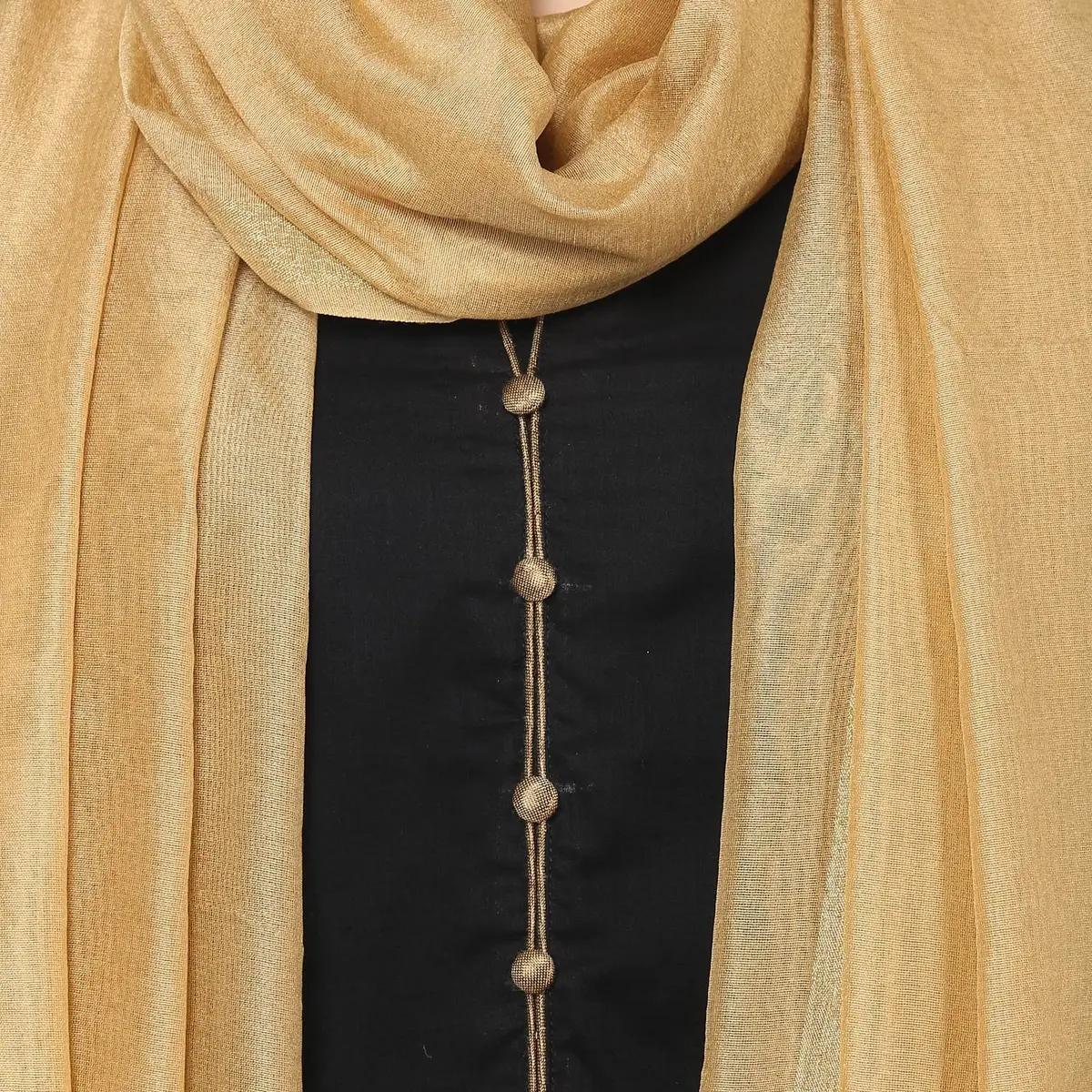 DUPATTA BAZAAR Plain Gold Blended Silk Dupatta 2.4 m (8 ft) | Elegant Ethnic Accessory - view 5