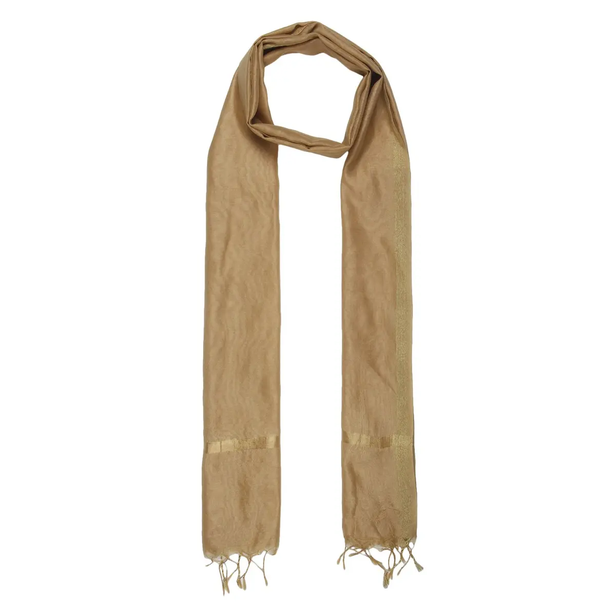 DUPATTA BAZAAR Plain Gold Blended Silk Dupatta 2.4 m (8 ft) | Elegant Ethnic Accessory - view 4