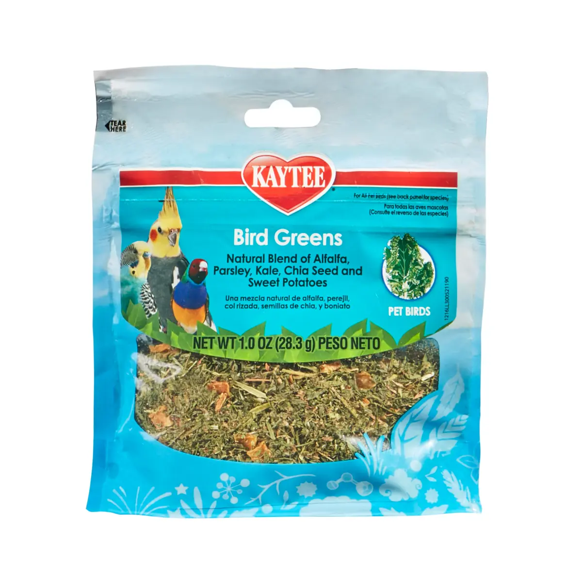 Kaytee Bird Greens Treat 1 oz (28.35 g) | Natural Foraging Blend for All Pet Birds - main product image