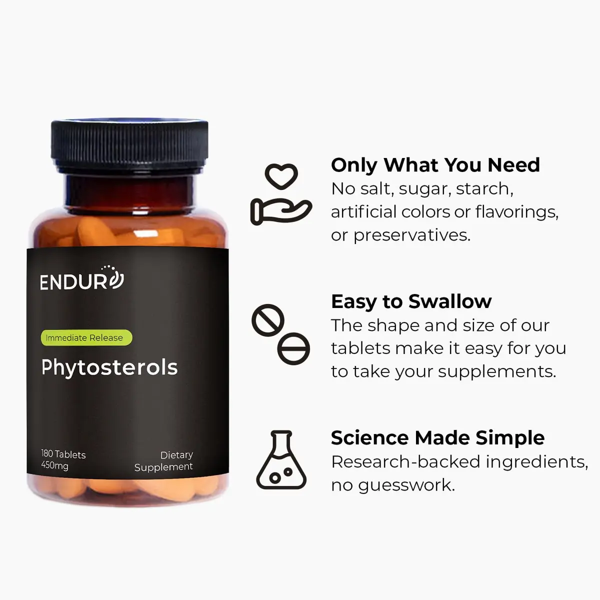 Endurance Products Phytosterols 450mg | Cholesterol & Prostate Support, 180 Tablets - view 5