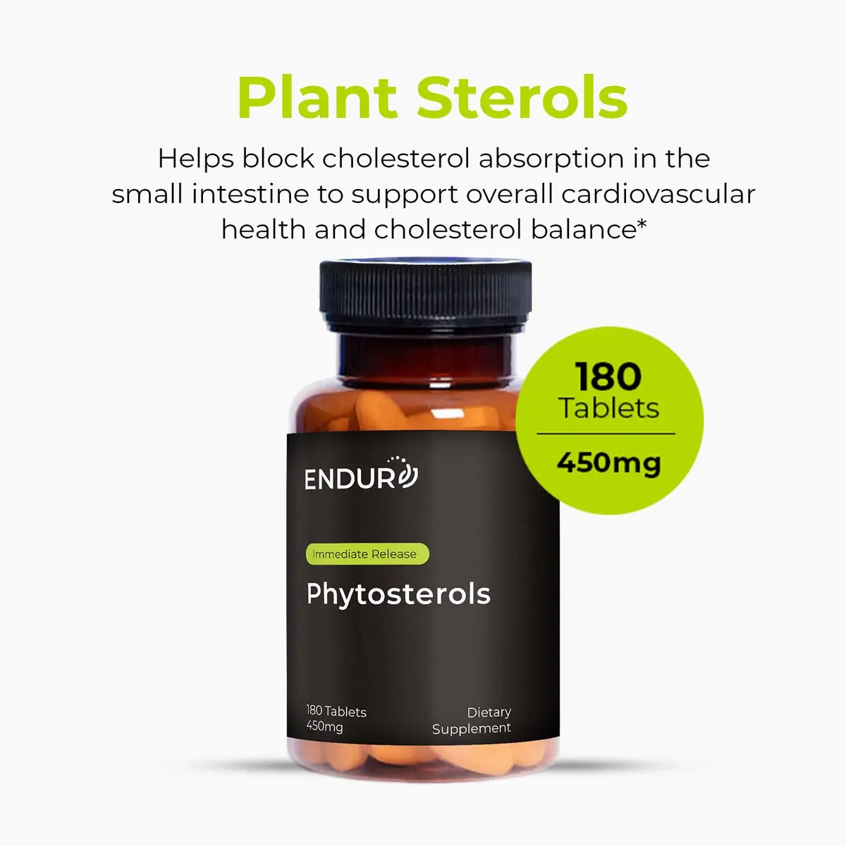 Endurance Products Phytosterols 450mg | Cholesterol & Prostate Support, 180 Tablets - view 2