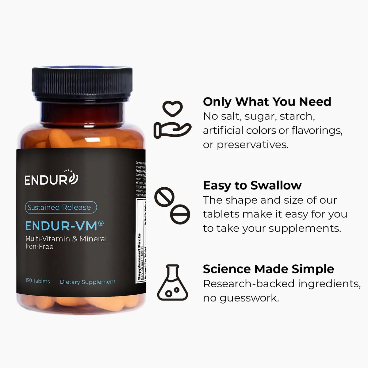 Endurance Products ENDUR-VM® Sustained Release Multivitamin Without Iron, 150 Tablets | Supports Heart & Overall Wellness - view 5