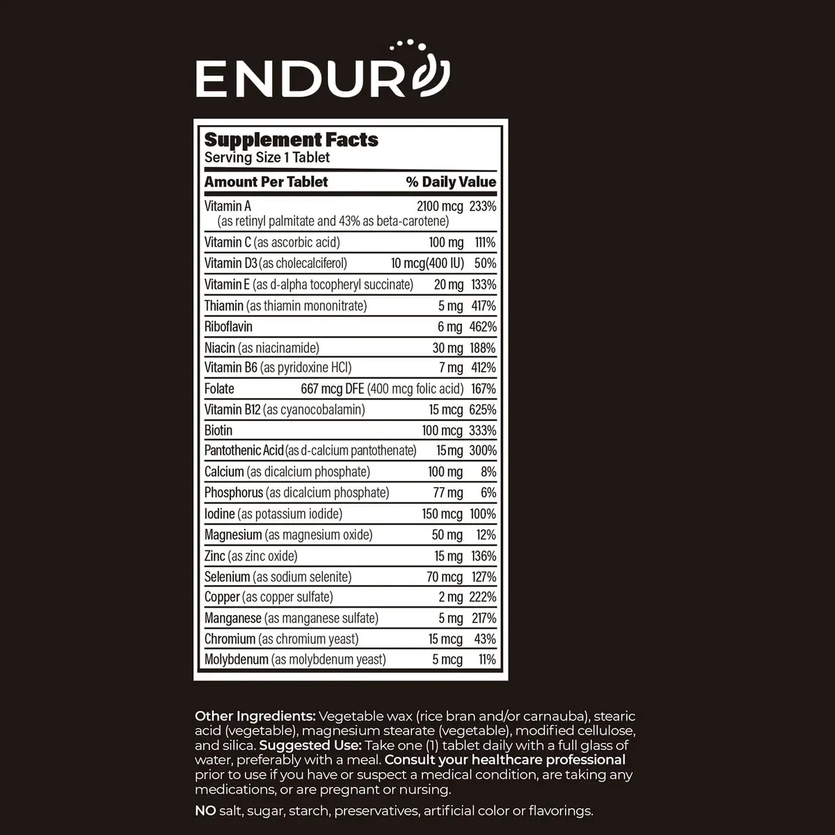 Endurance Products ENDUR-VM® Sustained Release Multivitamin Without Iron, 150 Tablets | Supports Heart & Overall Wellness - view 6