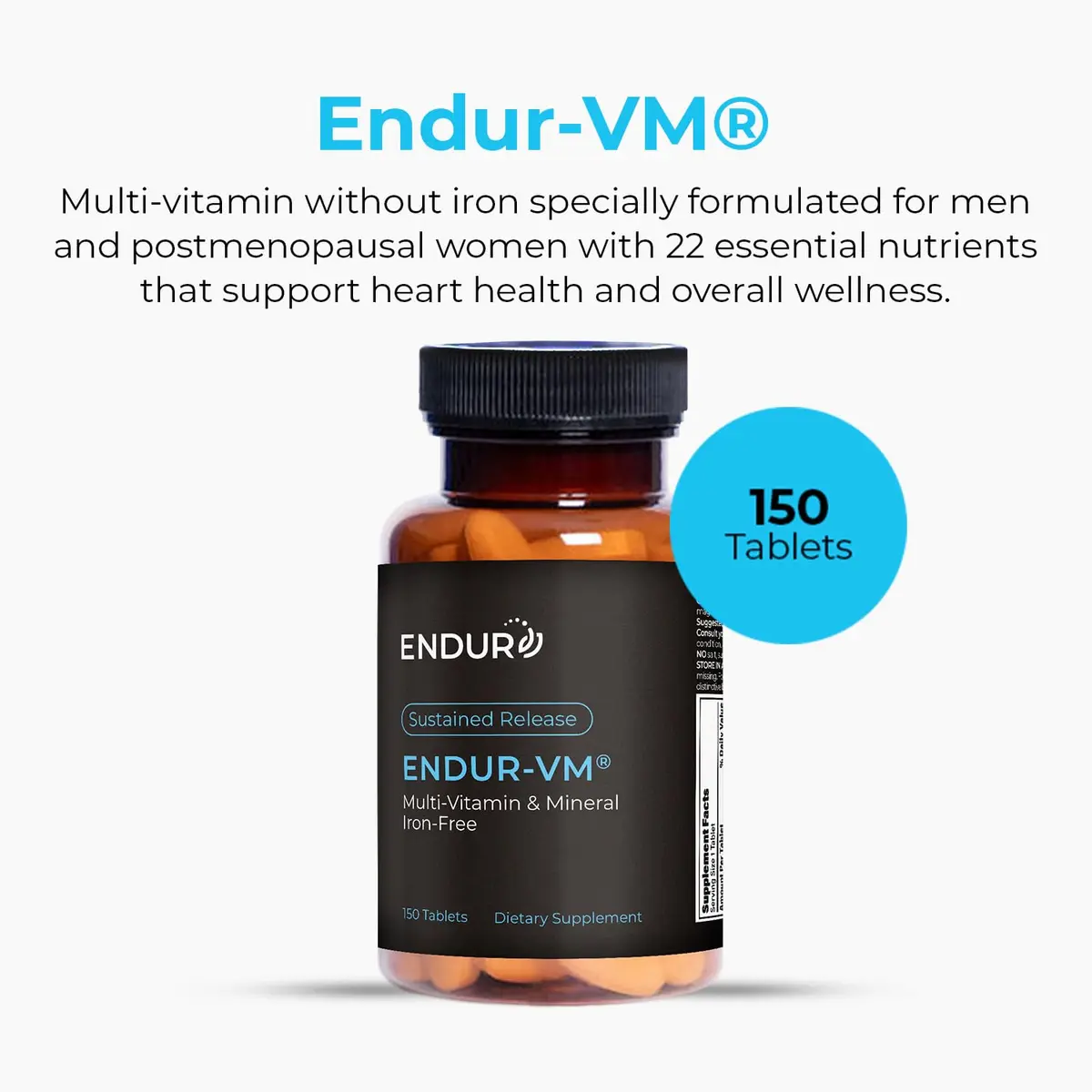 Endurance Products ENDUR-VM® Sustained Release Multivitamin Without Iron, 150 Tablets | Supports Heart & Overall Wellness - view 2