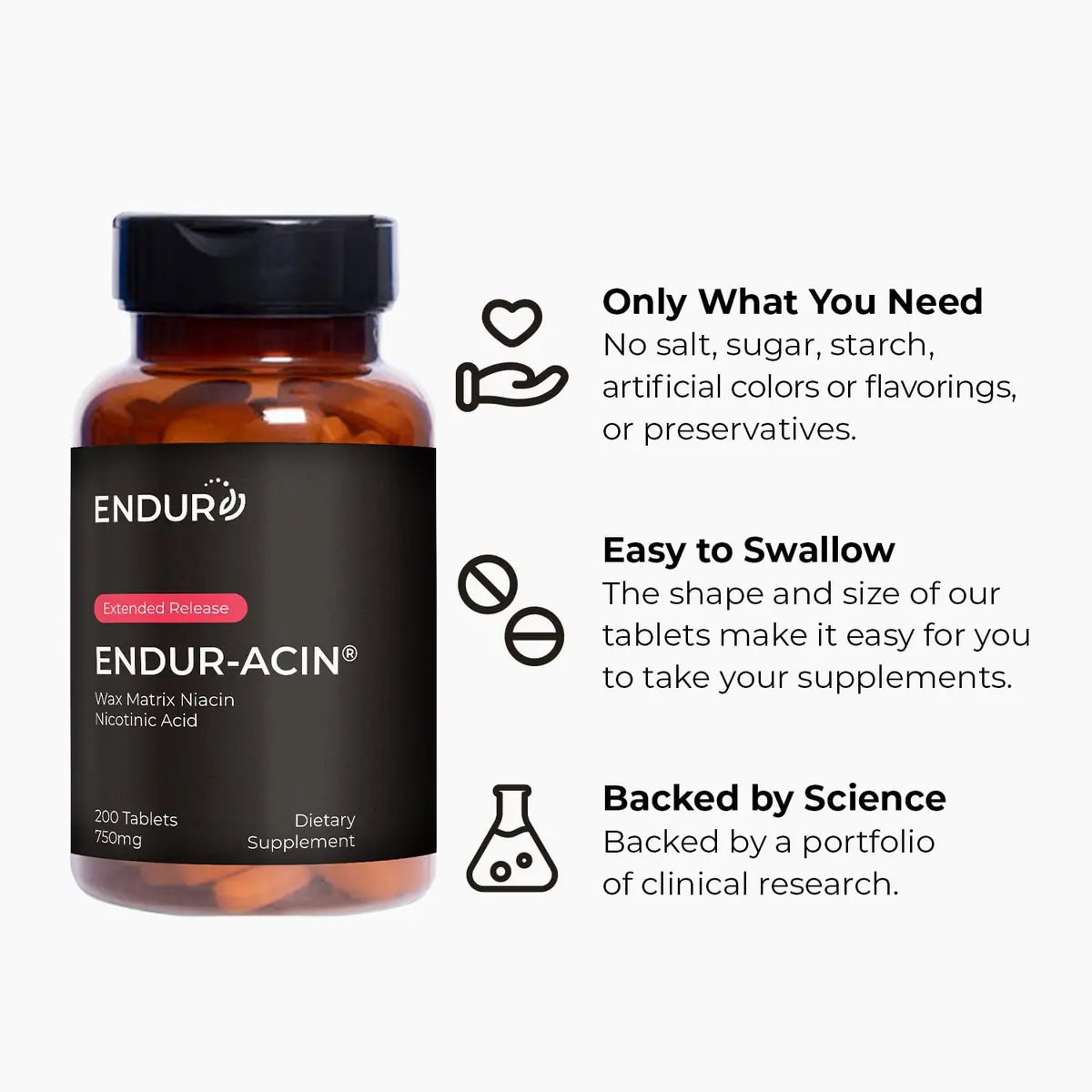 Endurance Products ENDUR-ACIN® Extended Release Niacin 750mg | Heart & Cholesterol Support (112-120 chars) - view 5