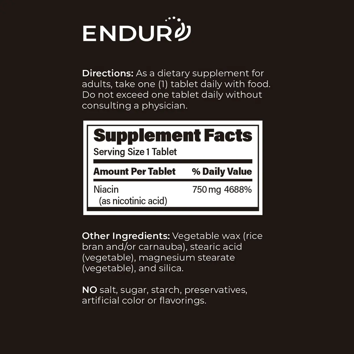 Endurance Products ENDUR-ACIN® Extended Release Niacin 750mg | Heart & Cholesterol Support (112-120 chars) - view 6