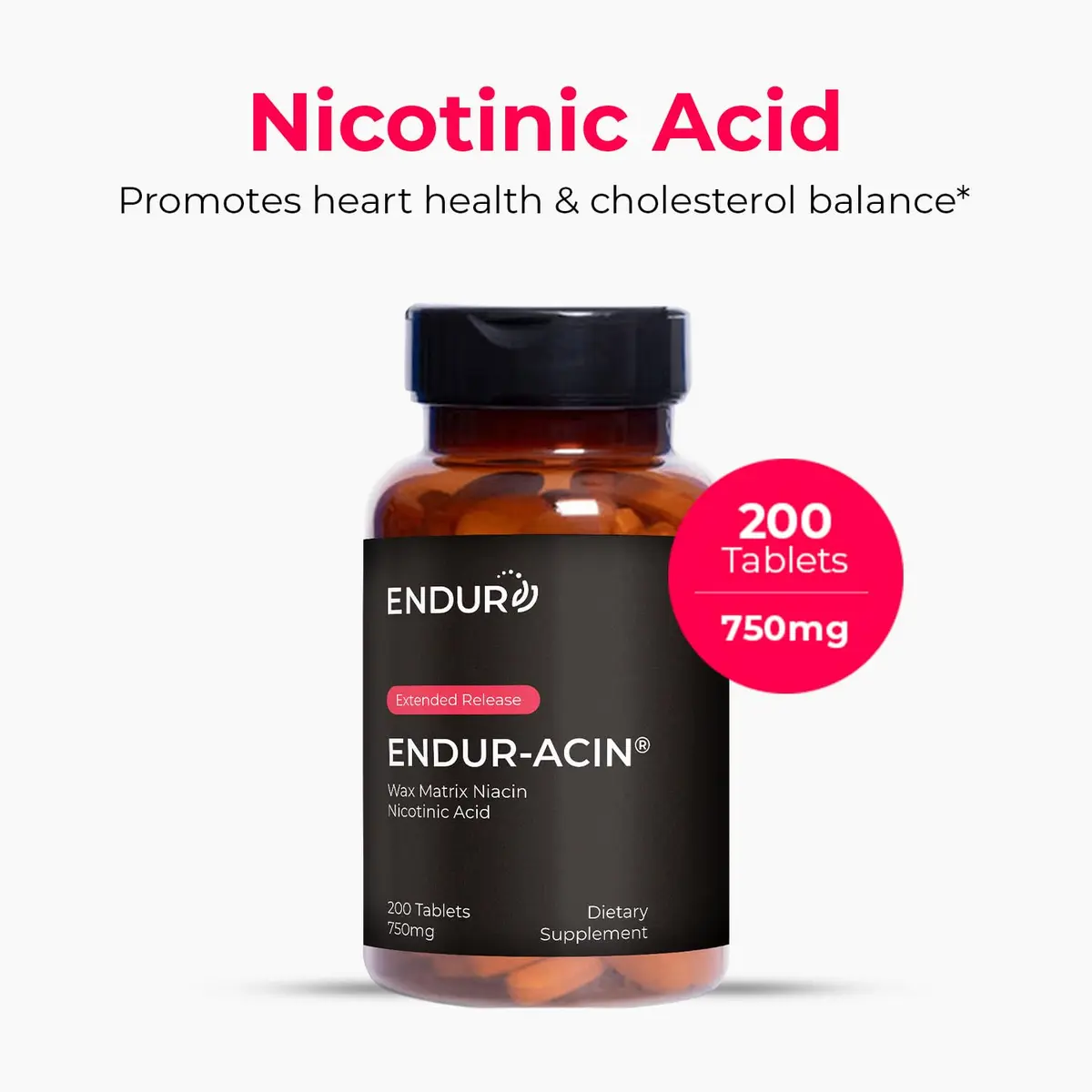 Endurance Products ENDUR-ACIN® Extended Release Niacin 750mg | Heart & Cholesterol Support (112-120 chars) - view 2