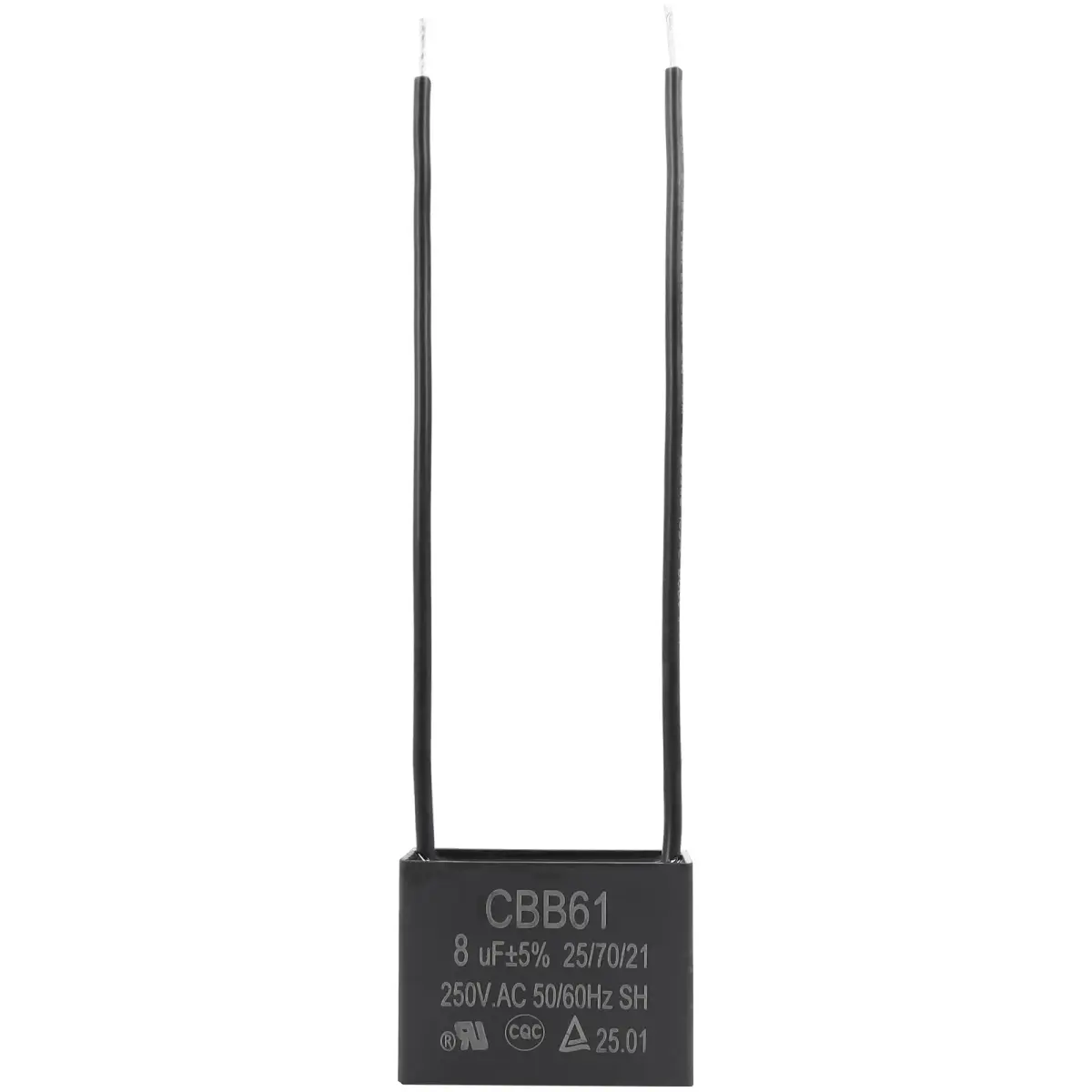 Podoy CBB61 Ceiling Fan Capacitor 8uF 250VAC 2-Wire | UL Listed for Safety - main product image