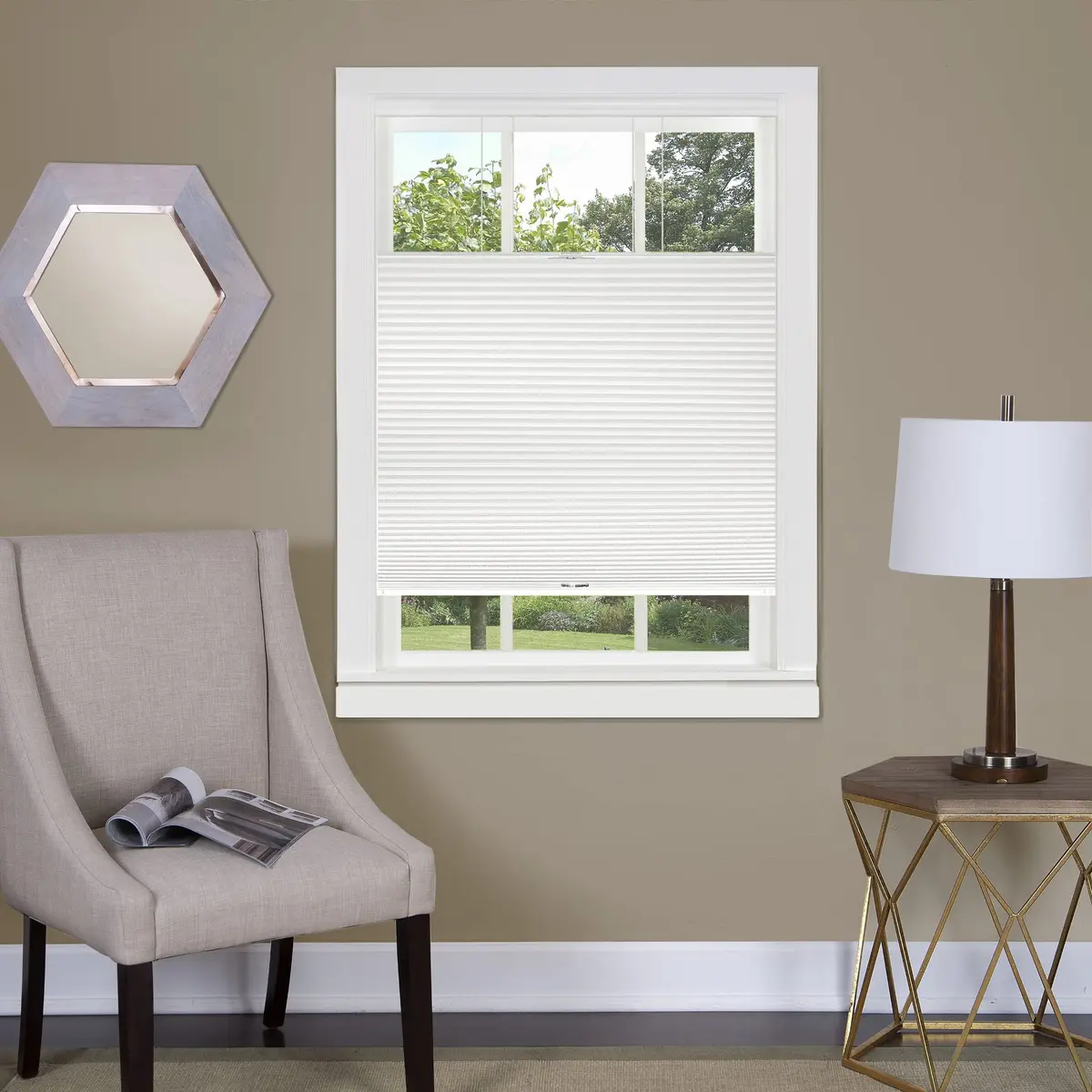 ACHIM Cordless Cellular Pleated Shades 35 in x 64 in | Light Filtering, White - main product image