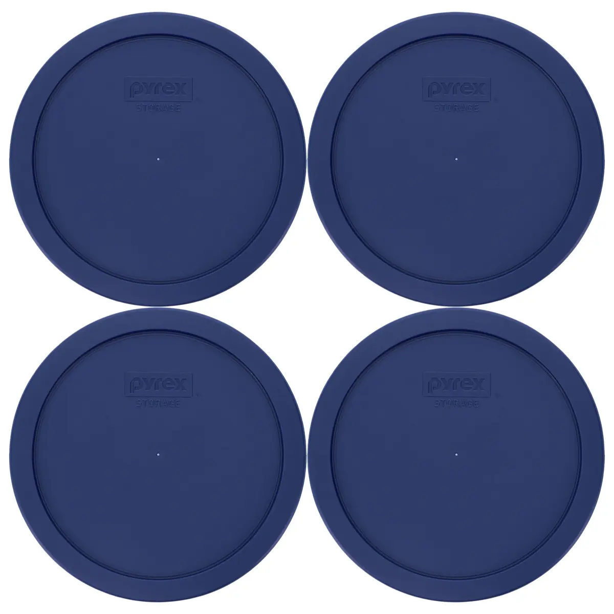 Pyrex 7402-PC Blue Food Storage Lid 7.5 inch (19 cm) Round | BPA-Free Plastic for Pyrex Bowls | 4-Pack - main product image