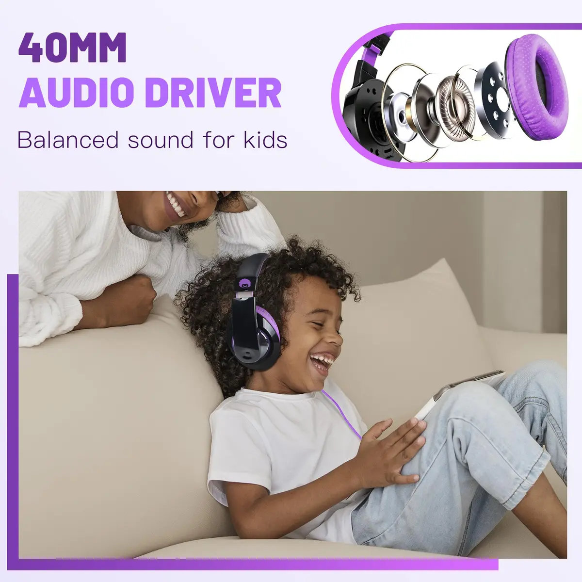 rockpapa Comfort Foldable Kids Headphones Wired for School with 3.5mm Cord | Rich Sound, Lightweight & Tangle-Free - view 7