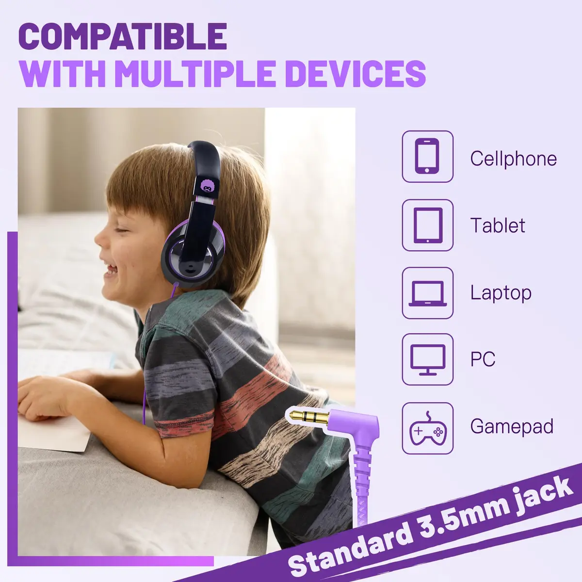 rockpapa Comfort Foldable Kids Headphones Wired for School with 3.5mm Cord | Rich Sound, Lightweight & Tangle-Free - view 3