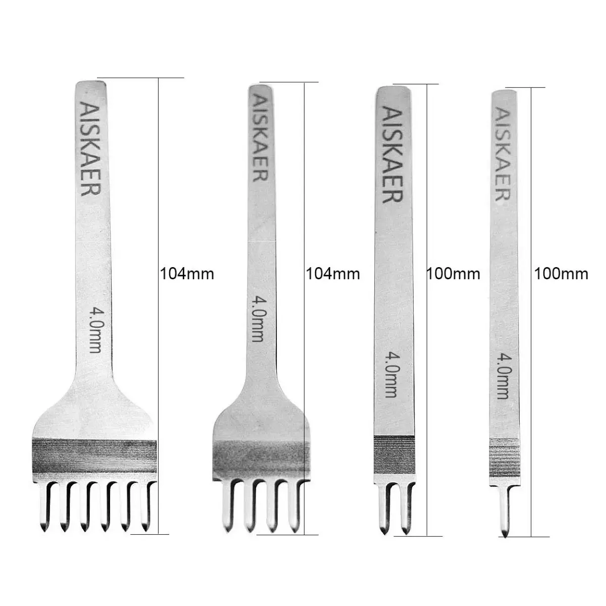 Aiskaer Leather Stitching Punch Set 4mm White Steel 1/2/4/6 Prong | Diamond Chisel Tools for Leather Craft DIY - view 2