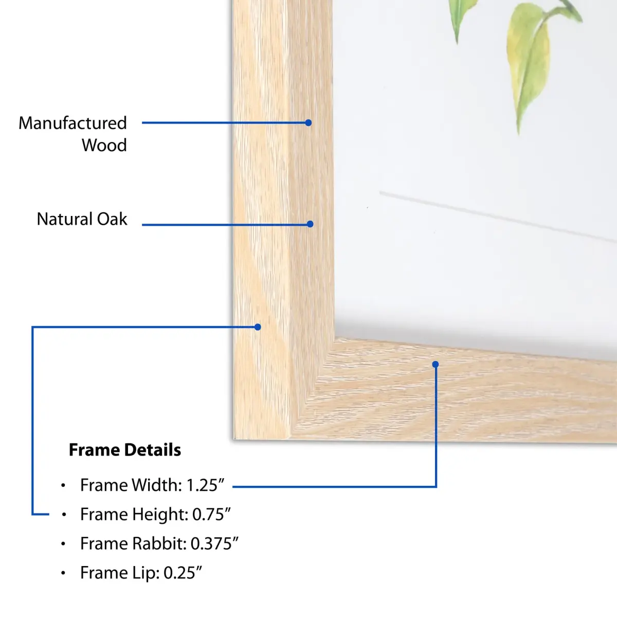 ArtToFrames Natural Oak Poster Frame 4x25 Inch (10cm x 63.5cm) | Custom Made for Wall or Tabletop Display - view 5