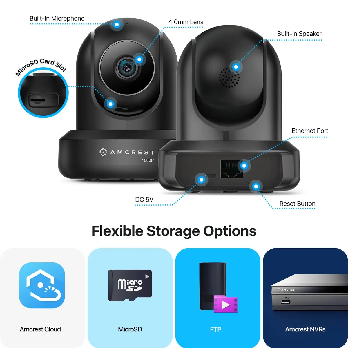 Amcrest ProHD 1080p WiFi Dome Security Camera 2MP | Indoor Pan/Tilt with Night Vision & Two-Way Talk - view 7