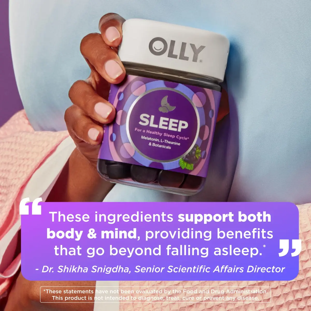 OLLY Sleep Gummies for Adults, 50 Count | Blackberry Zen, 3mg Melatonin, L-Theanine, Gluten Free - view 3