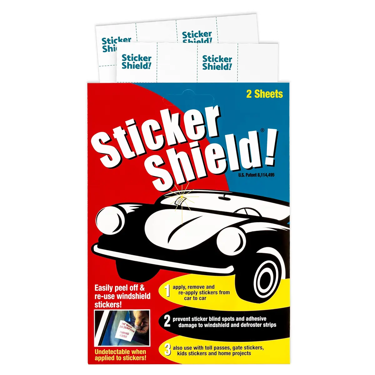 STICKER SHIELD Windshield Sticker Applicator 4x6 inch Sheets | Reusable, Invisible Film for Easy Application & Removal - main product image