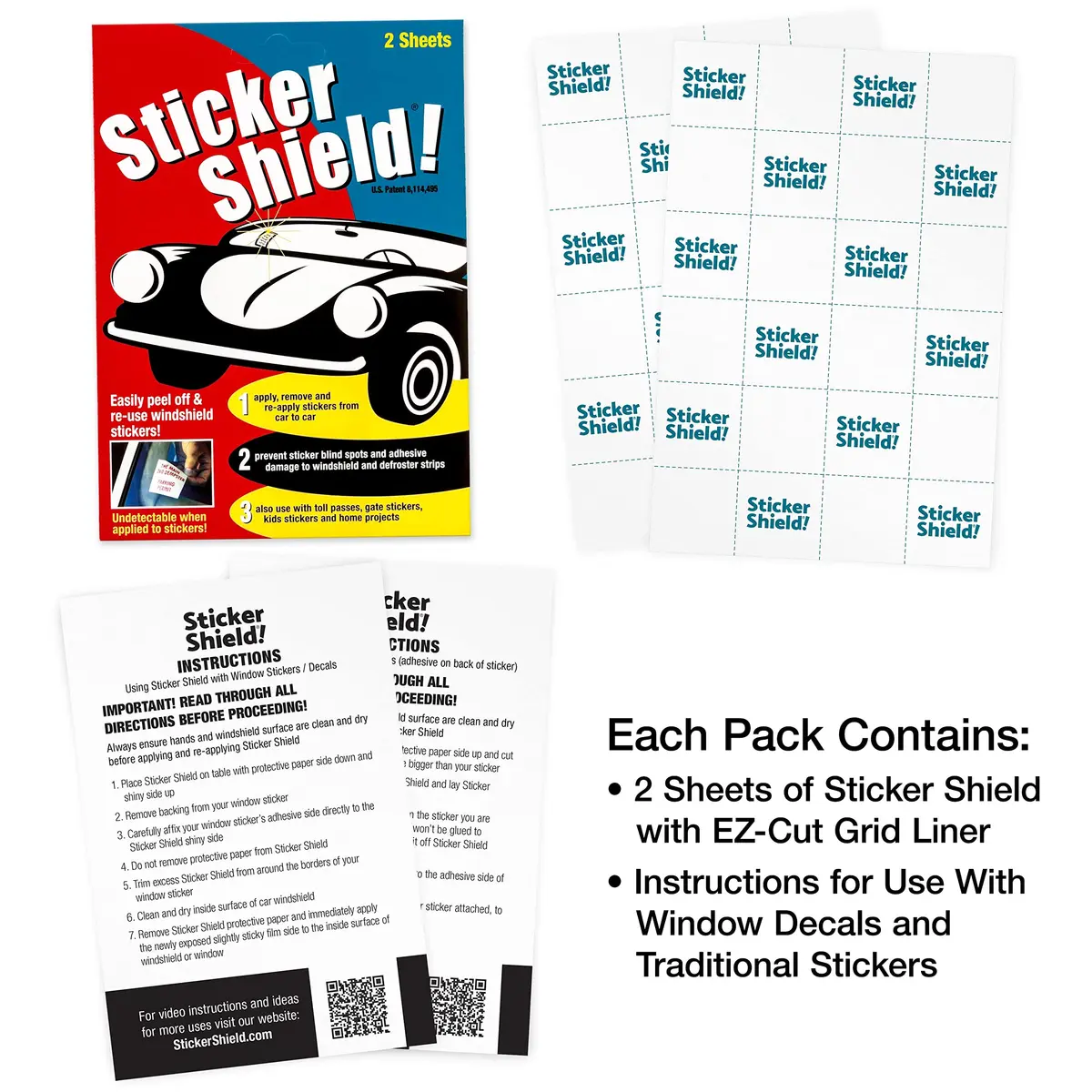 STICKER SHIELD Windshield Sticker Applicator 4x6 inch Sheets | Reusable, Invisible Film for Easy Application & Removal - view 3