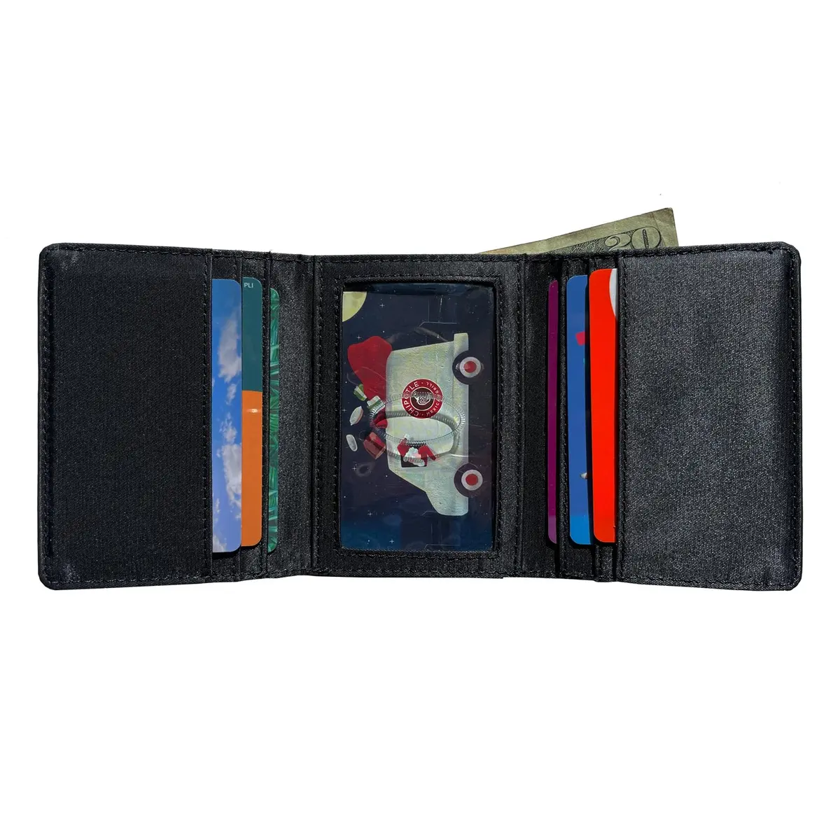 Big Skinny RFID Blocking Tri-Fold Slim Wallet Holds Up to 25 Cards Black | Compact & Durable - view 4