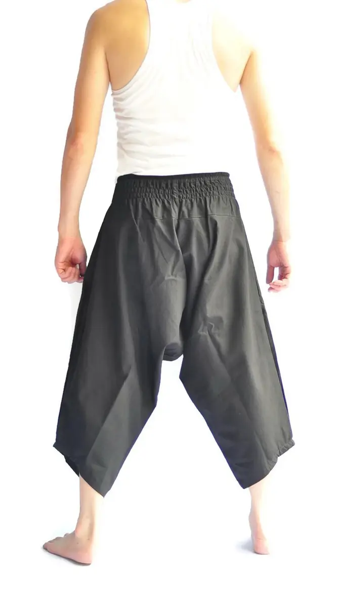 Siam Trendy Men's Japanese Style Pants One Size All Black | Unisex Cotton Casual Trousers - view 4