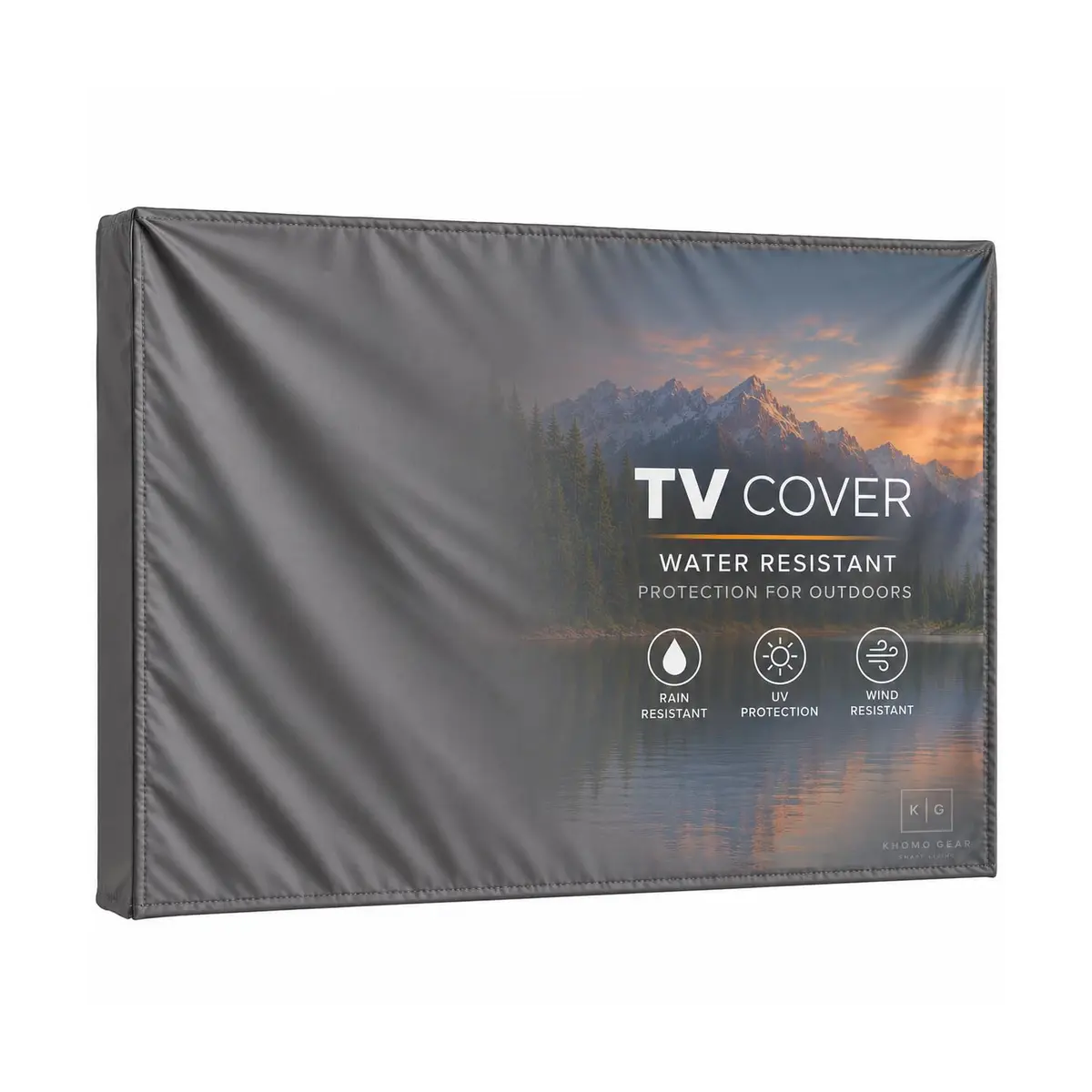 KHOMO GEAR Outdoor TV Cover 30-32 Inch | Weatherproof Waterproof Cover with Remote Pocket for Wall Mounts & Stands - Grey - main product image