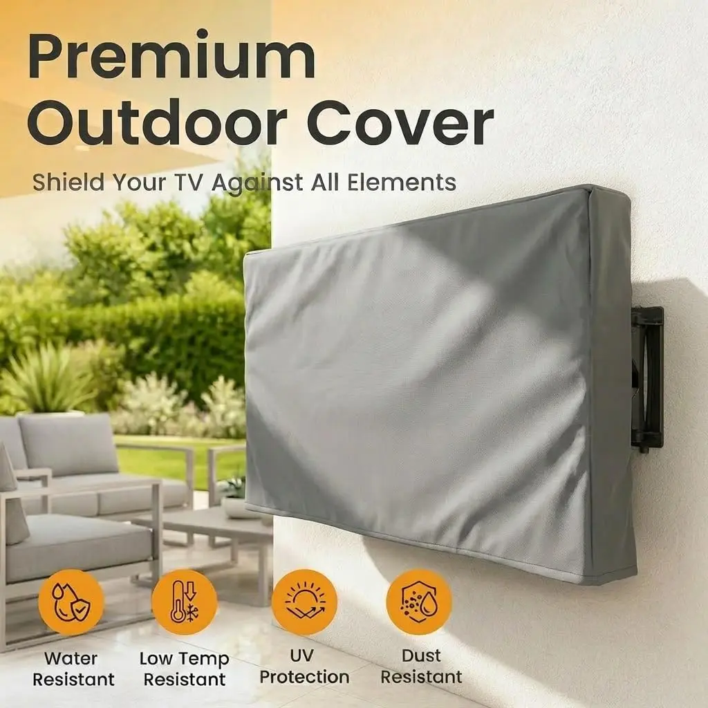 KHOMO GEAR Outdoor TV Cover 30-32 Inch | Weatherproof Waterproof Cover with Remote Pocket for Wall Mounts & Stands - Grey - view 8